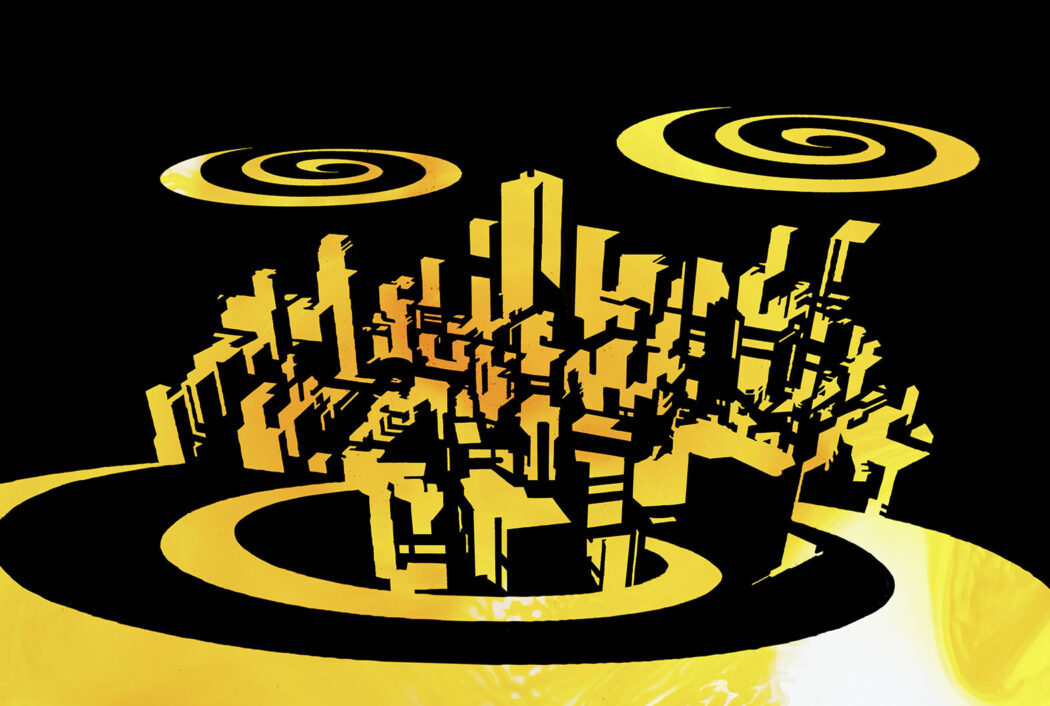 3D overlook modern city building landscape illustration,art poster